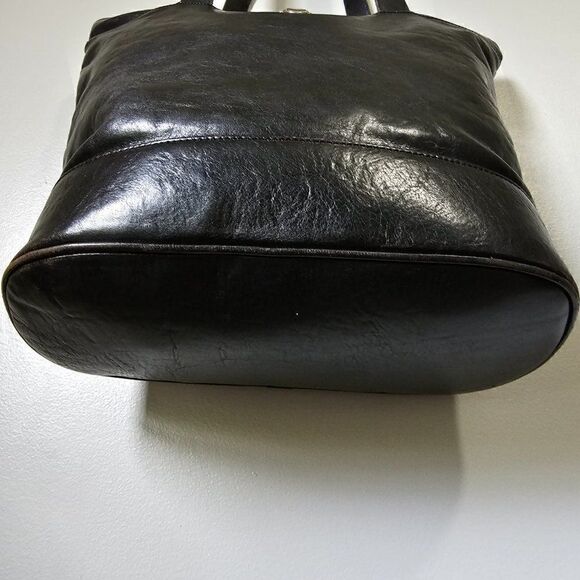 VINTAGE OROTON LARGE BLACK GENUINE COWHIDE SHOULDER BAG - Picture 14 of 16